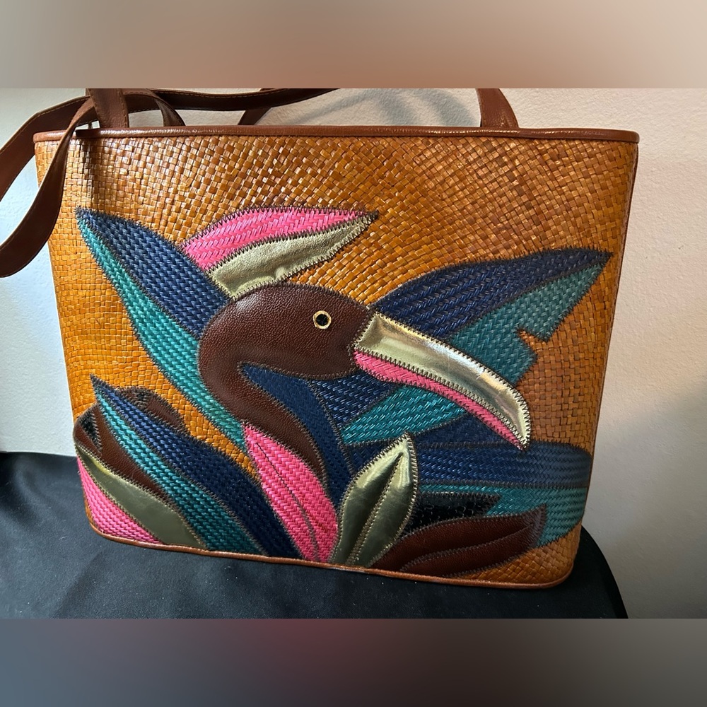 Desenyo Buntal woven patchwork tote bag.